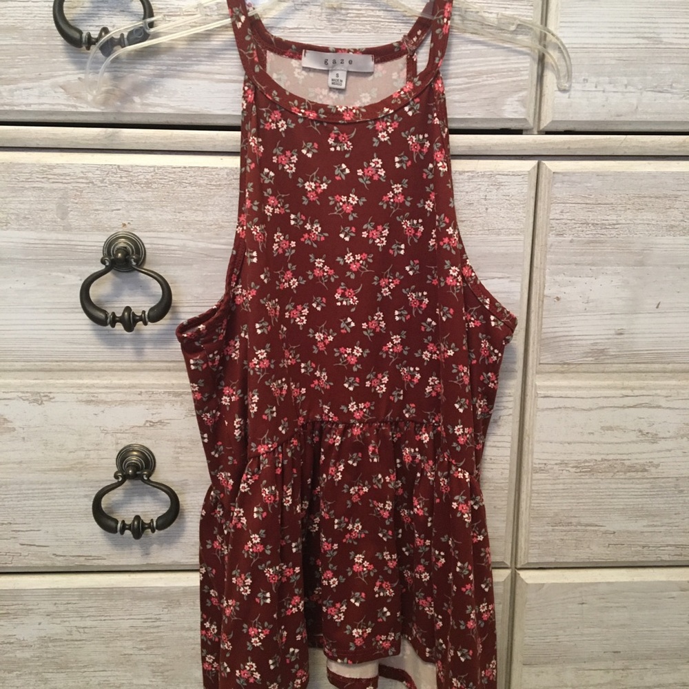 gaze, small, flower print, flowy top, in very good condition, really soft too!!